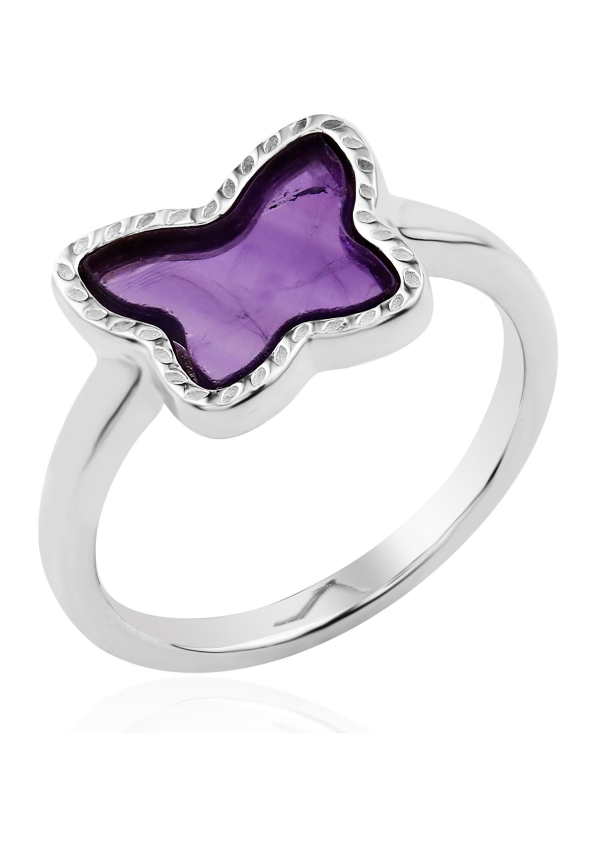   Sterling Silver Genuine Stone Butterfly Ring 