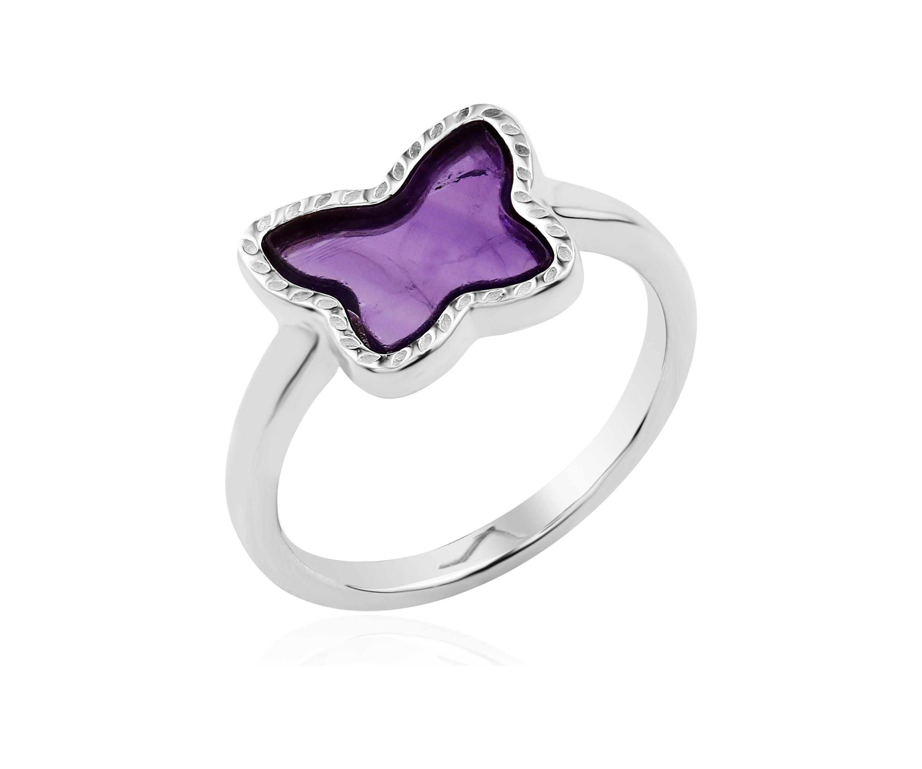   Sterling Silver Genuine Stone Butterfly Ring 