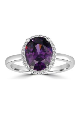 Sterling Silver Amethyst Cubic Zirconia Ring