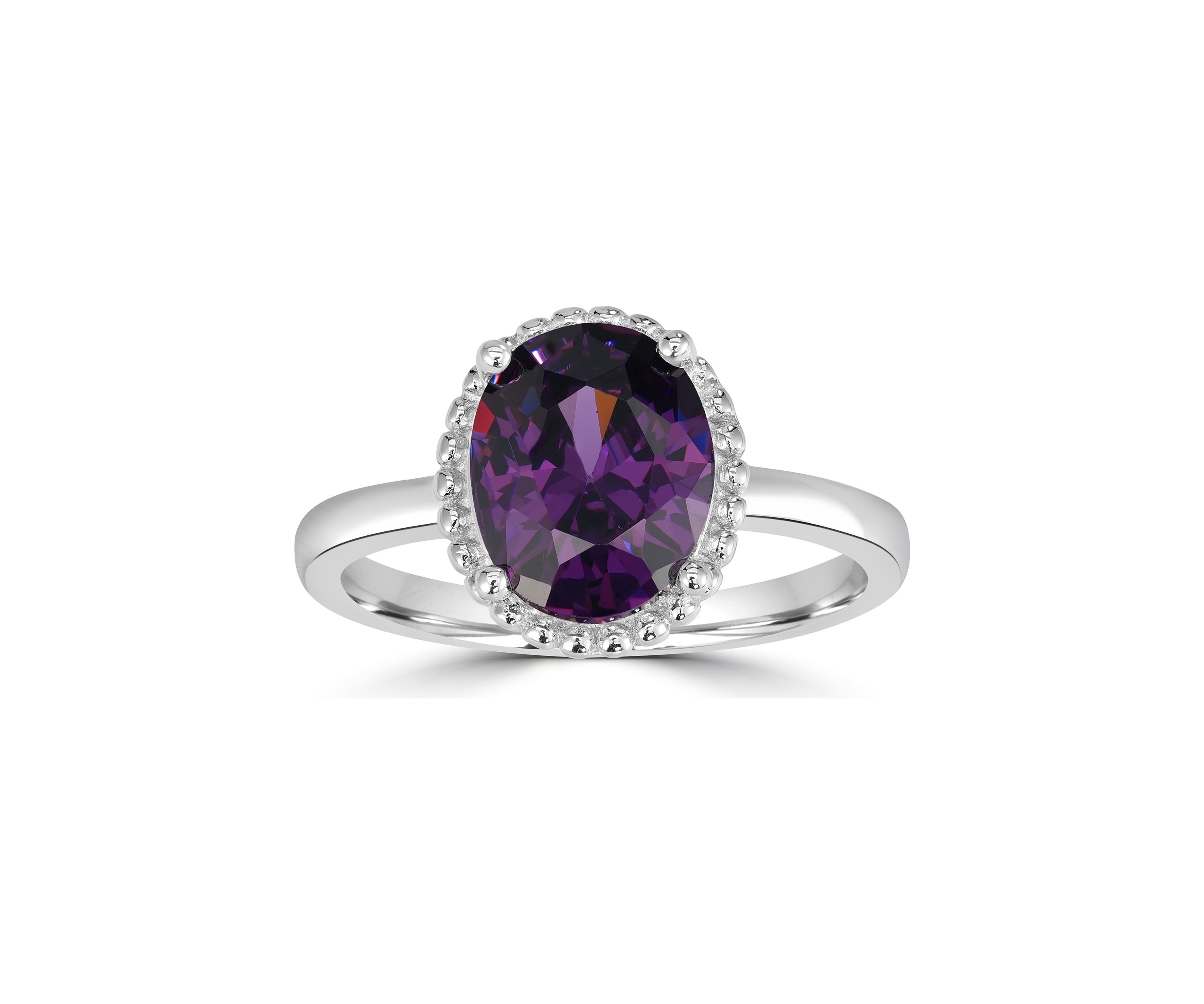 Sterling Silver Amethyst Cubic Zirconia Ring