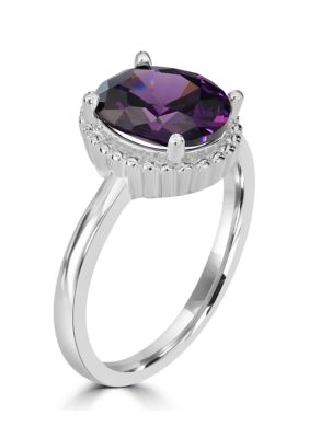 Sterling Silver Amethyst Cubic Zirconia Ring