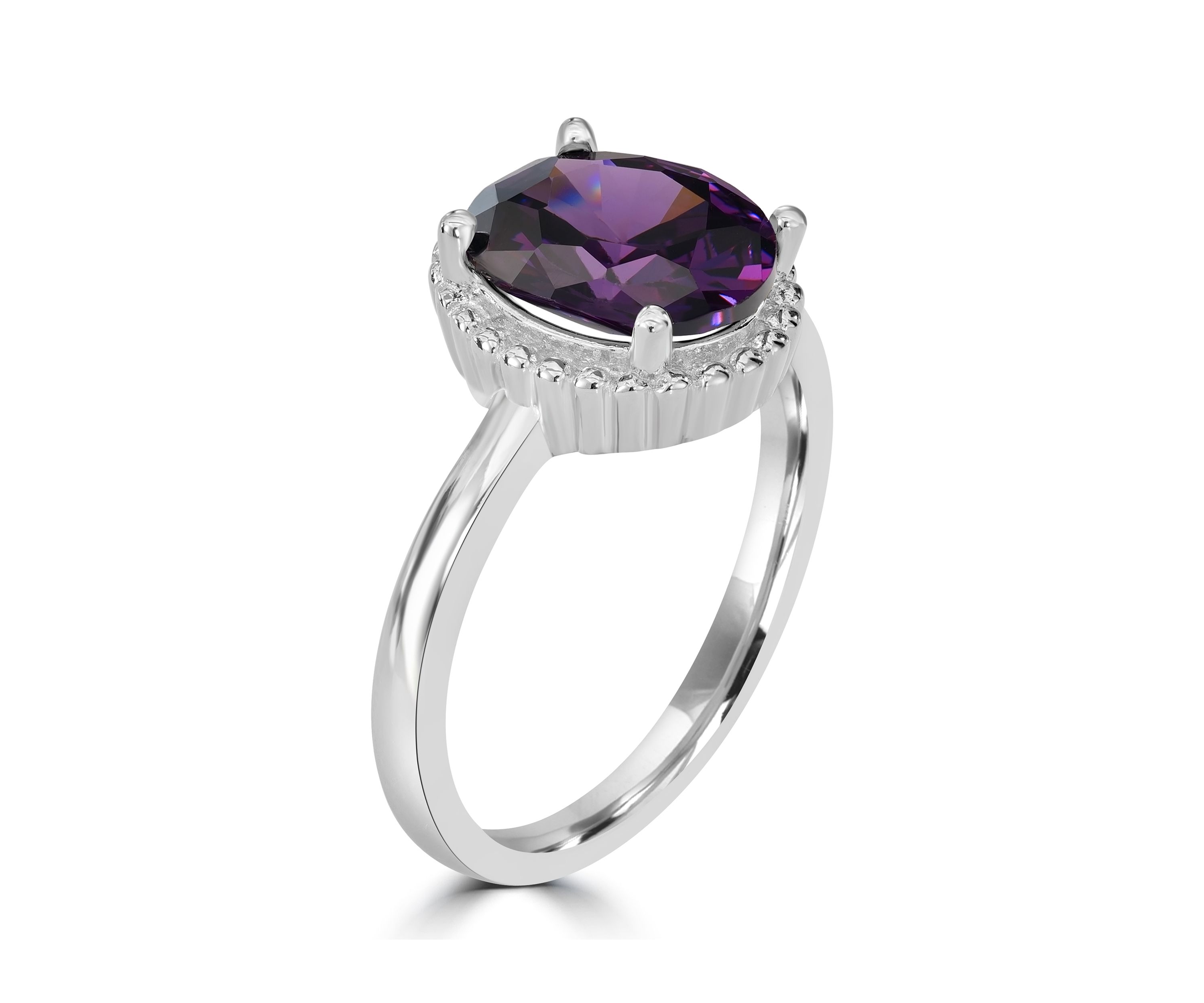 Sterling Silver Amethyst Cubic Zirconia Ring