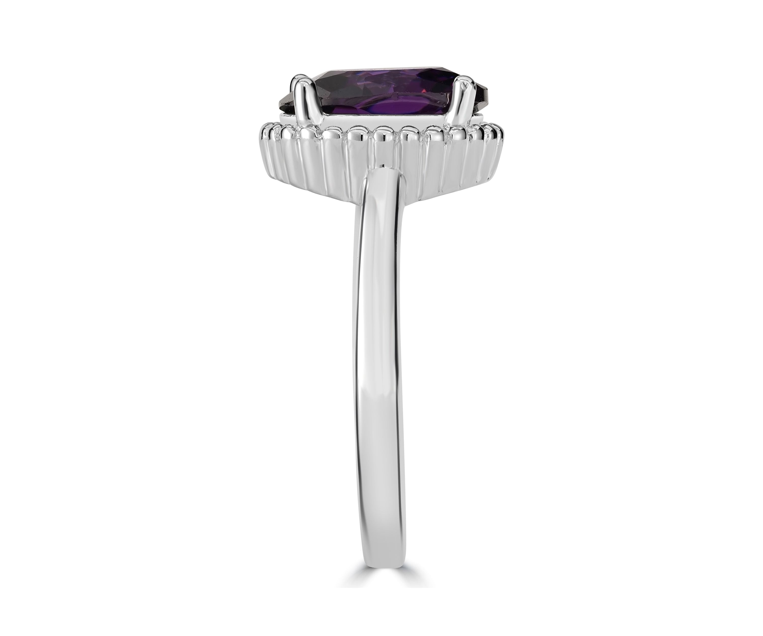 Sterling Silver Amethyst Cubic Zirconia Ring