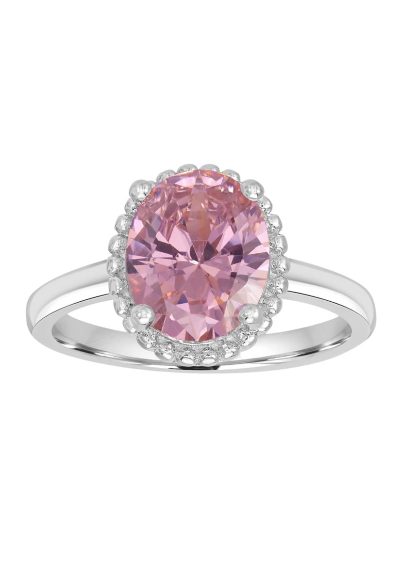 Pink Princess Cut Ring 