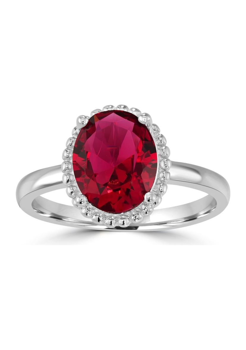 Sterling Silver Ruby Cubic Zirconia Ring