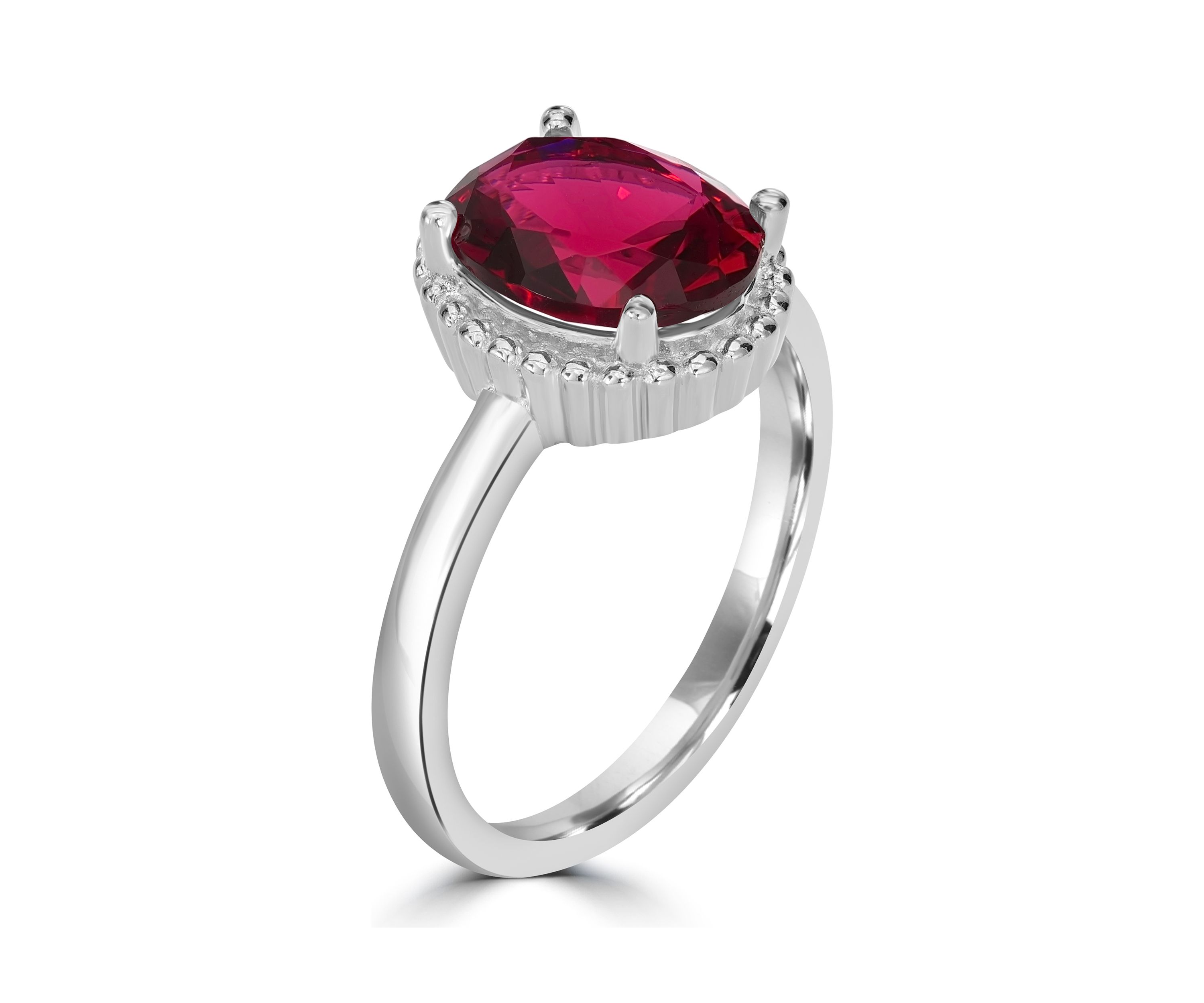 Sterling Silver Ruby Cubic Zirconia Ring