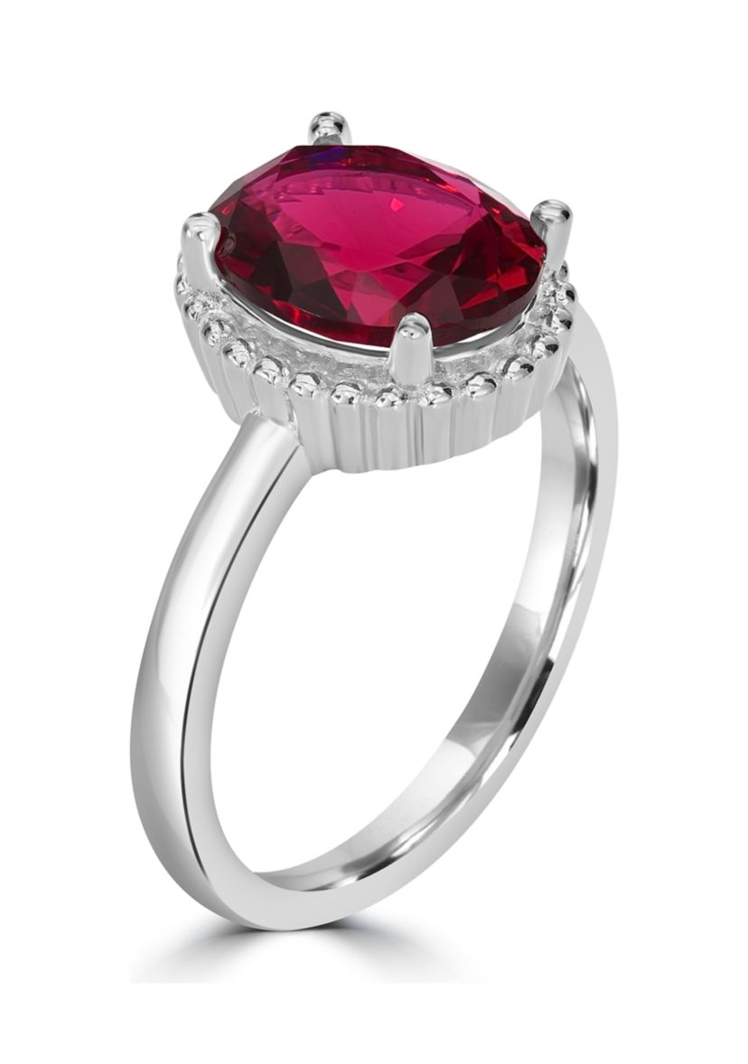 Sterling Silver Ruby Cubic Zirconia Ring