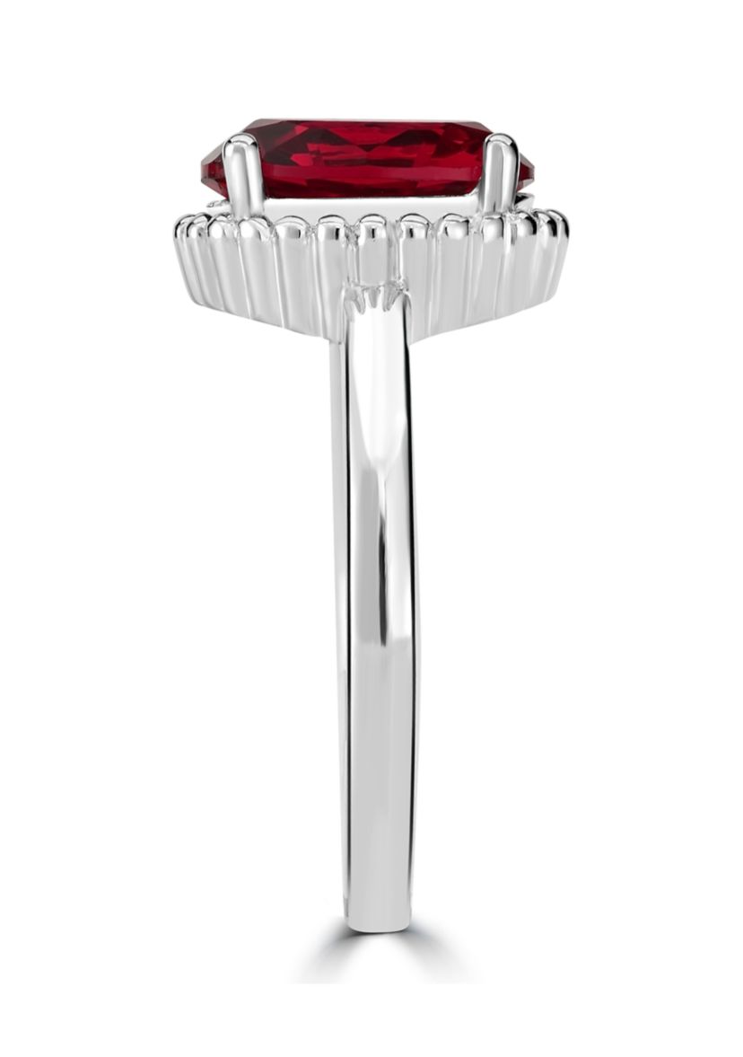 Sterling Silver Ruby Cubic Zirconia Ring