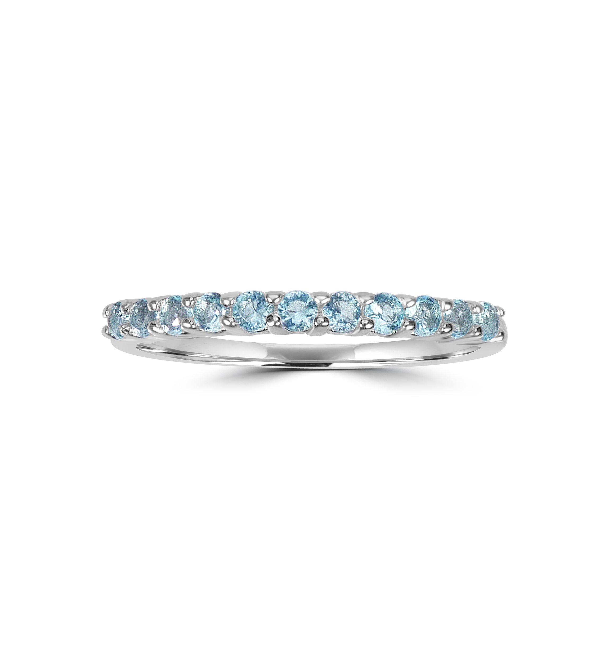 Sterling Silver Aquamarine Cubic Zirconia Band Ring