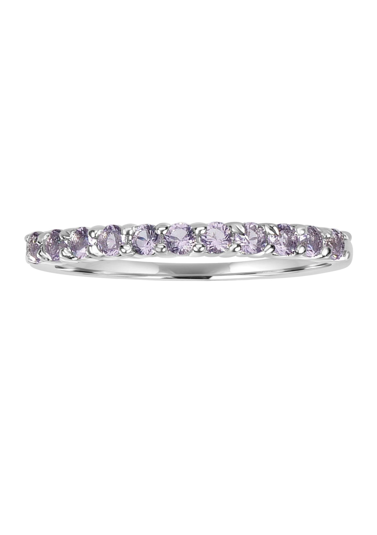 Fine Silver Plated Purple Cubic Zirconia Pavé Ring