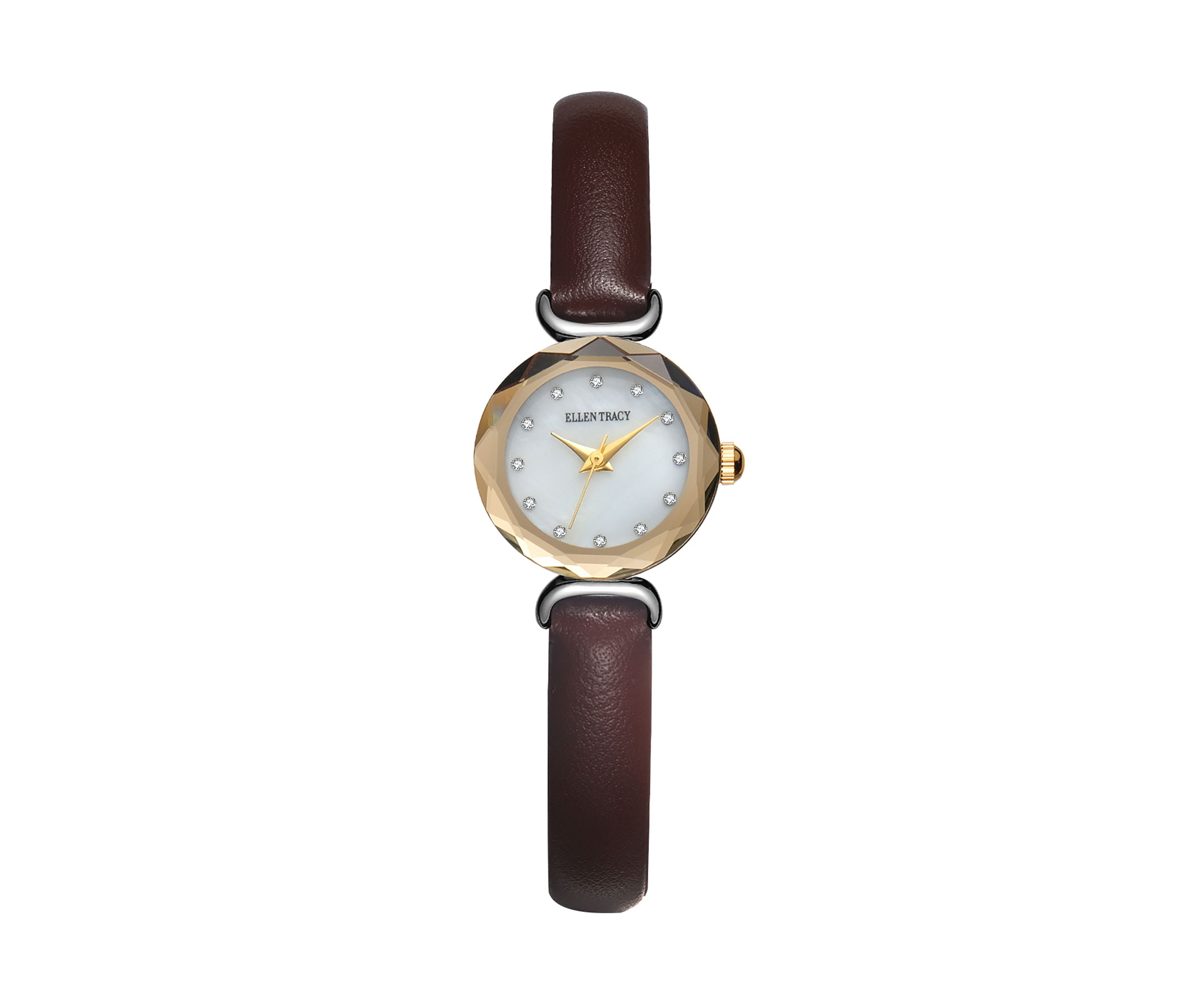 Mini Two Tone Faceted Bezel Strap Watch