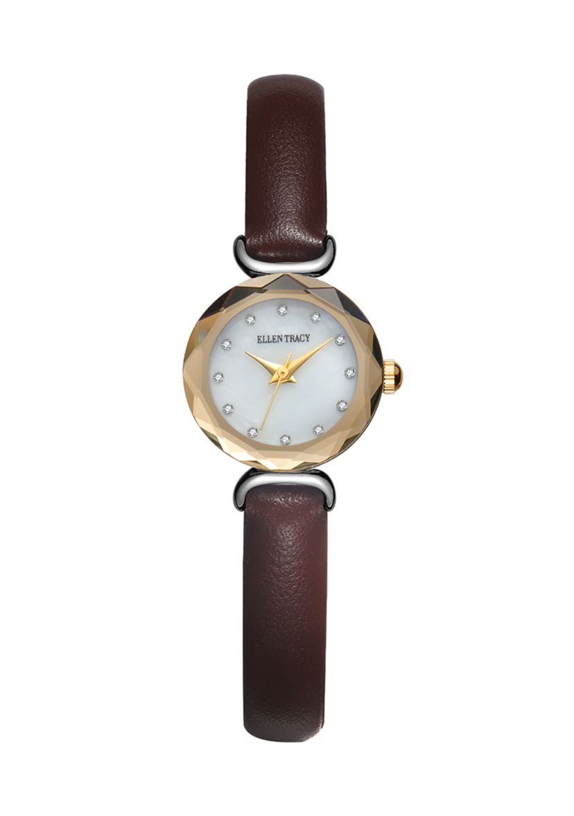 Mini Two Tone Faceted Bezel Strap Watch