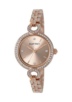 Ellen Tracy Women's ET5367RG Rose Gold-Tone Embellished Watch