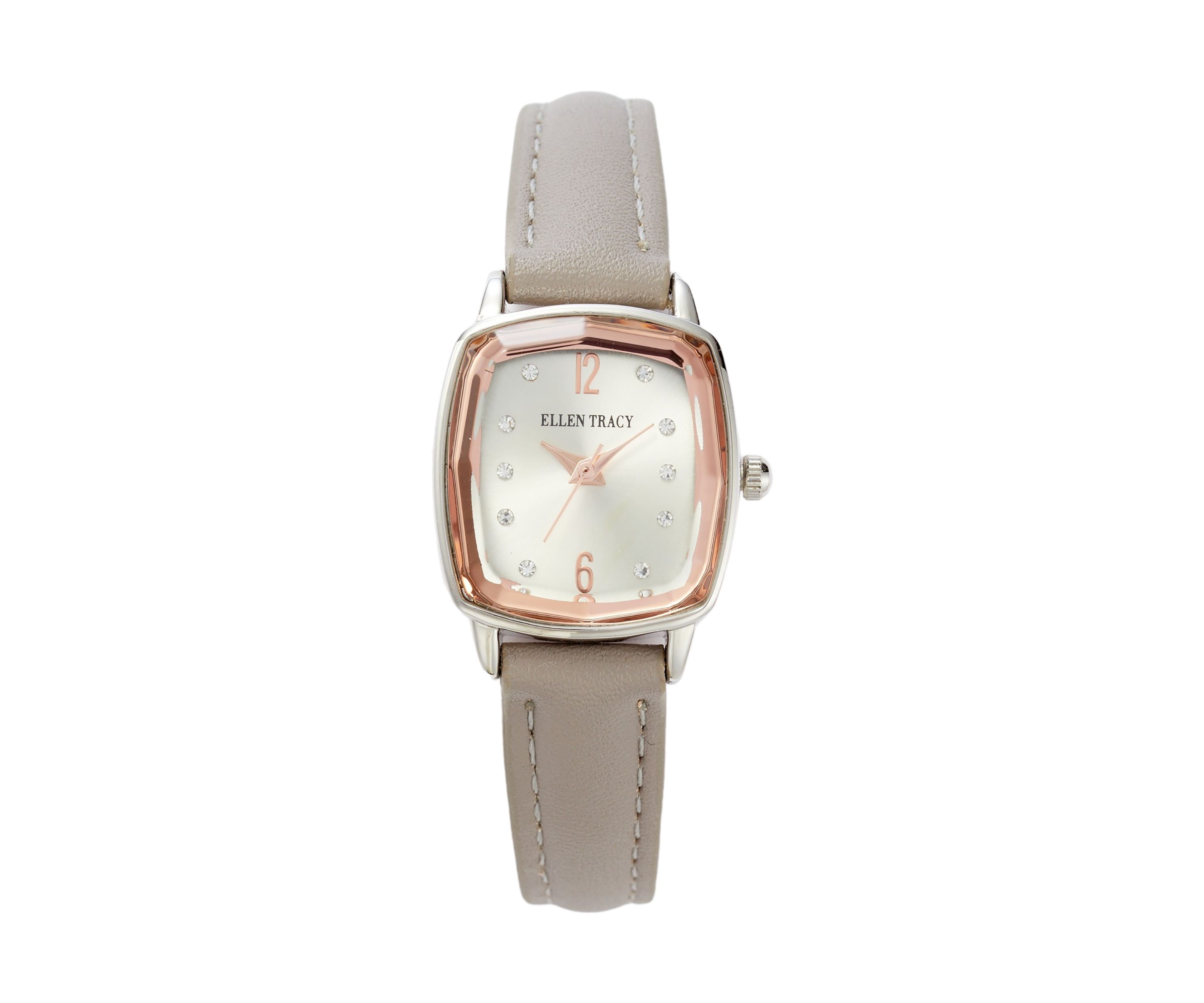 Womens Silver Tone Faceted Bezel Watch