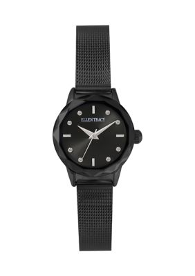 Ellen Tracy Gunmetal Tone Faceted Bezel Mini Adjustable Mesh Watch | belk