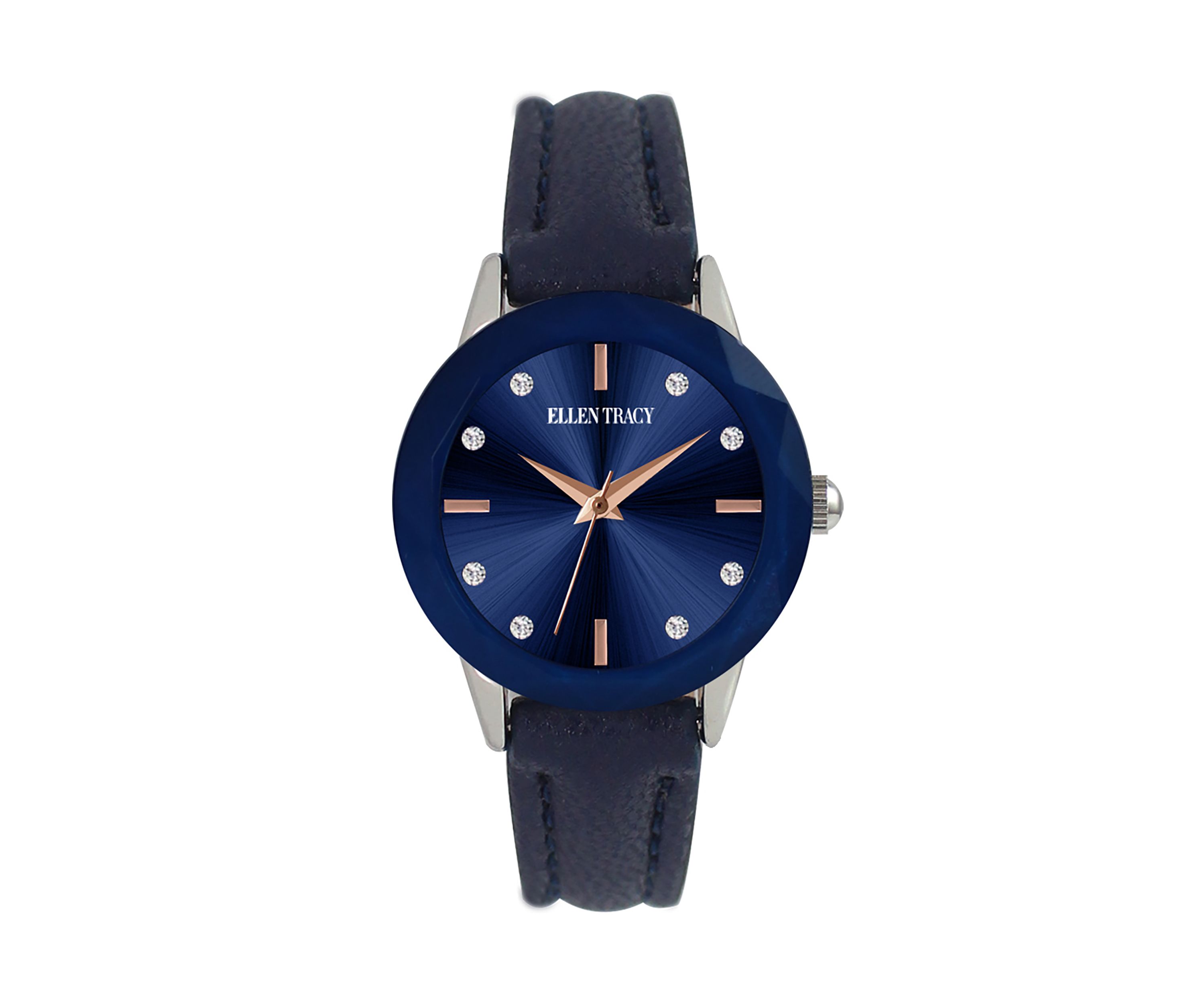 Silver Tone Faceted Bezel Strap Watch