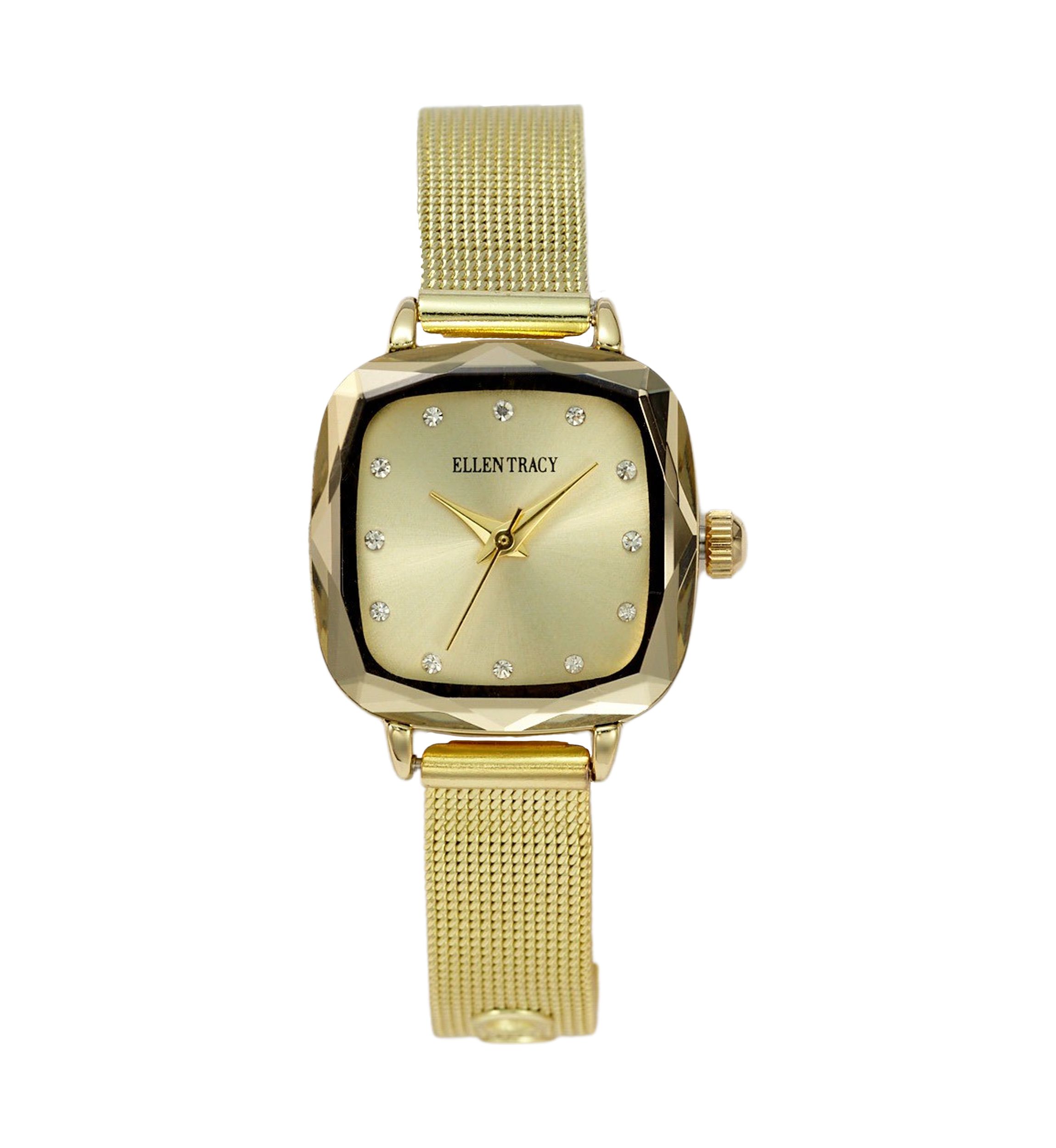 Gold Tone Faceted Bezel Watch