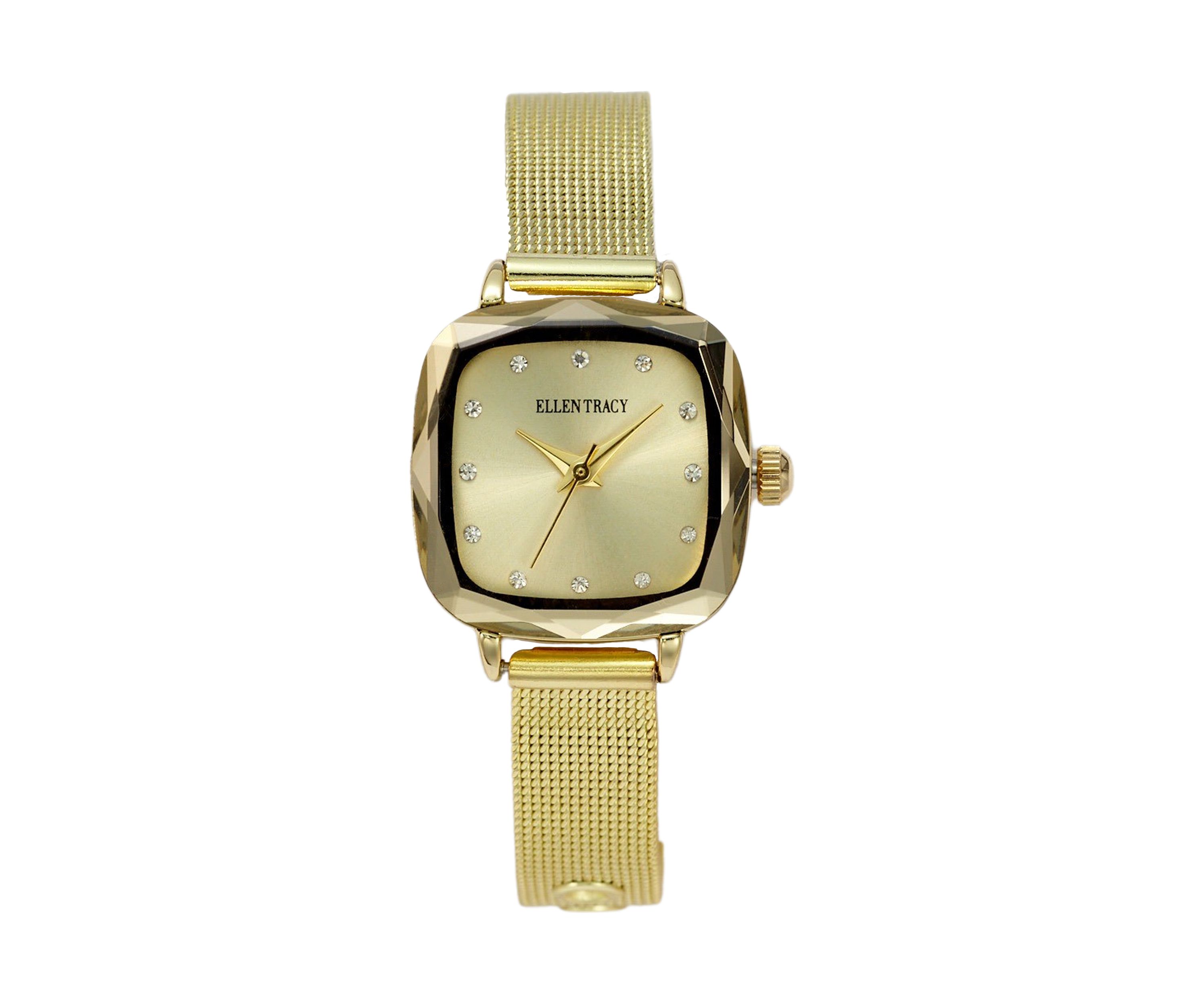 Gold Tone Faceted Bezel Watch