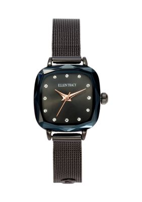 Gunmetal Faceted Bezel Cushion Watch