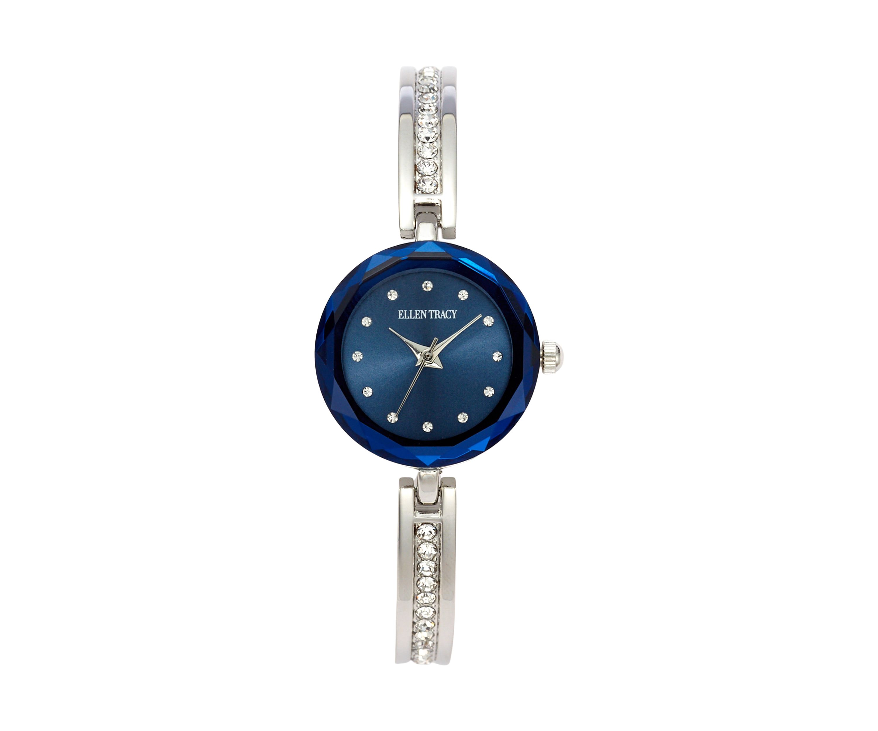 Silver Tone Mini Faceted Bezek Bangle Watch