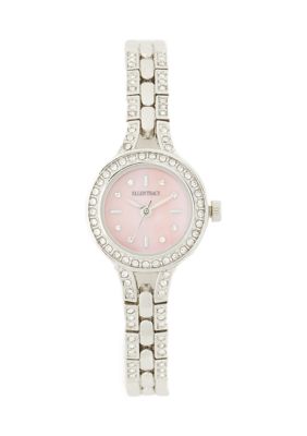 Ellen Tracy Women's Silver Tone 22 Millimeter Mini Crystal Analog Dial Watch