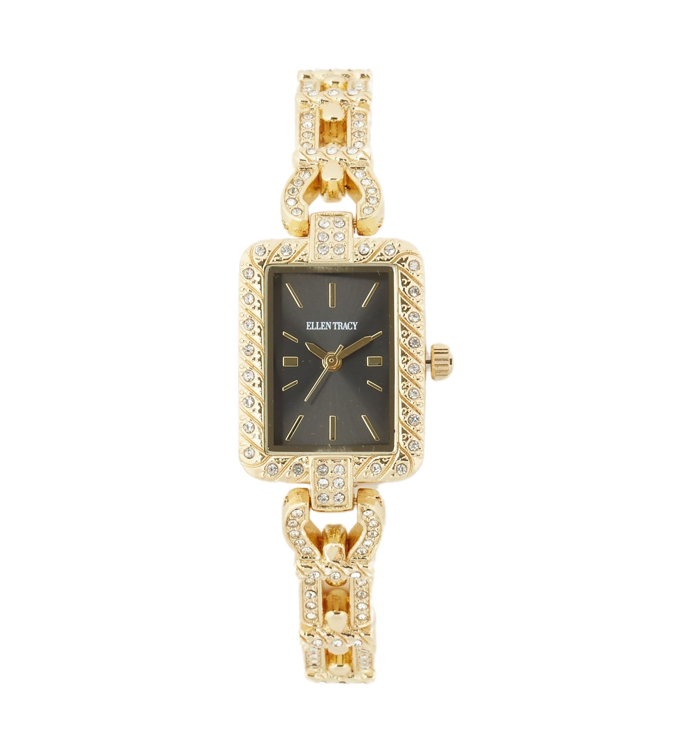 Gold Tone 20 Millimeter Crystal Bracelet Watch