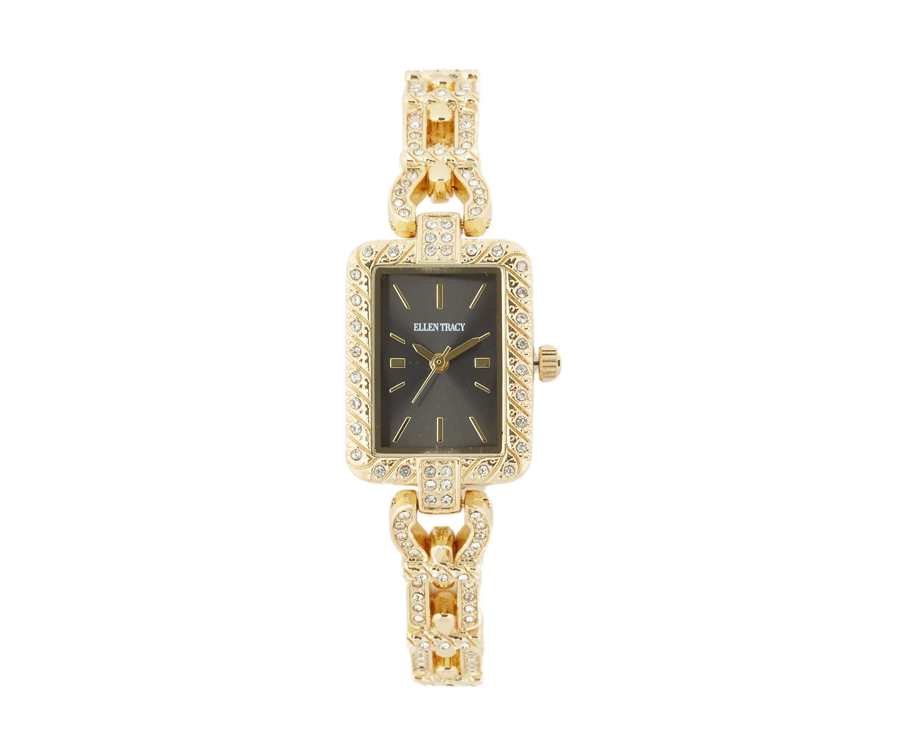 Gold Tone 20 Millimeter Crystal Bracelet Watch