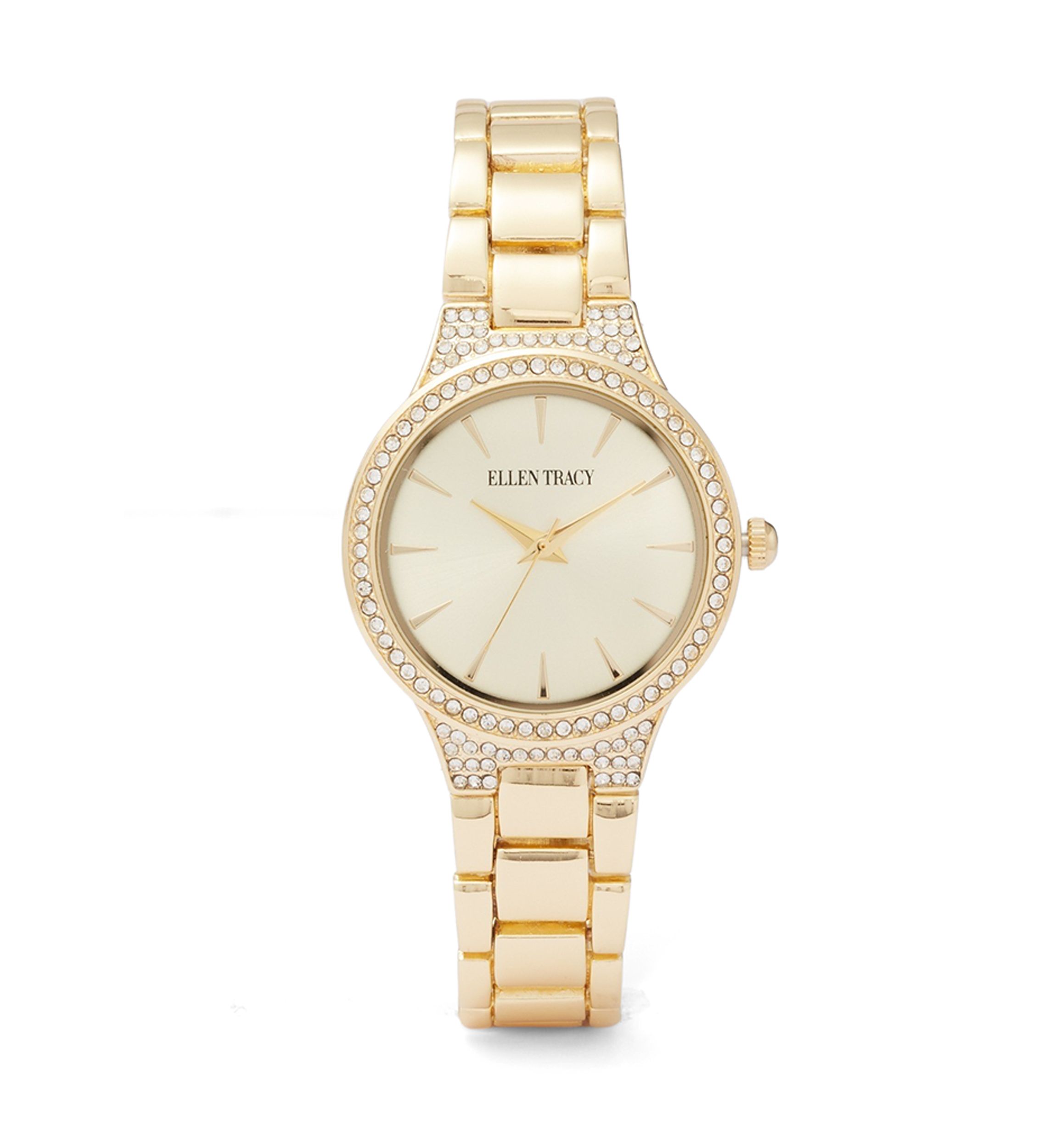 Gold Tone Faceted Bezel Watch