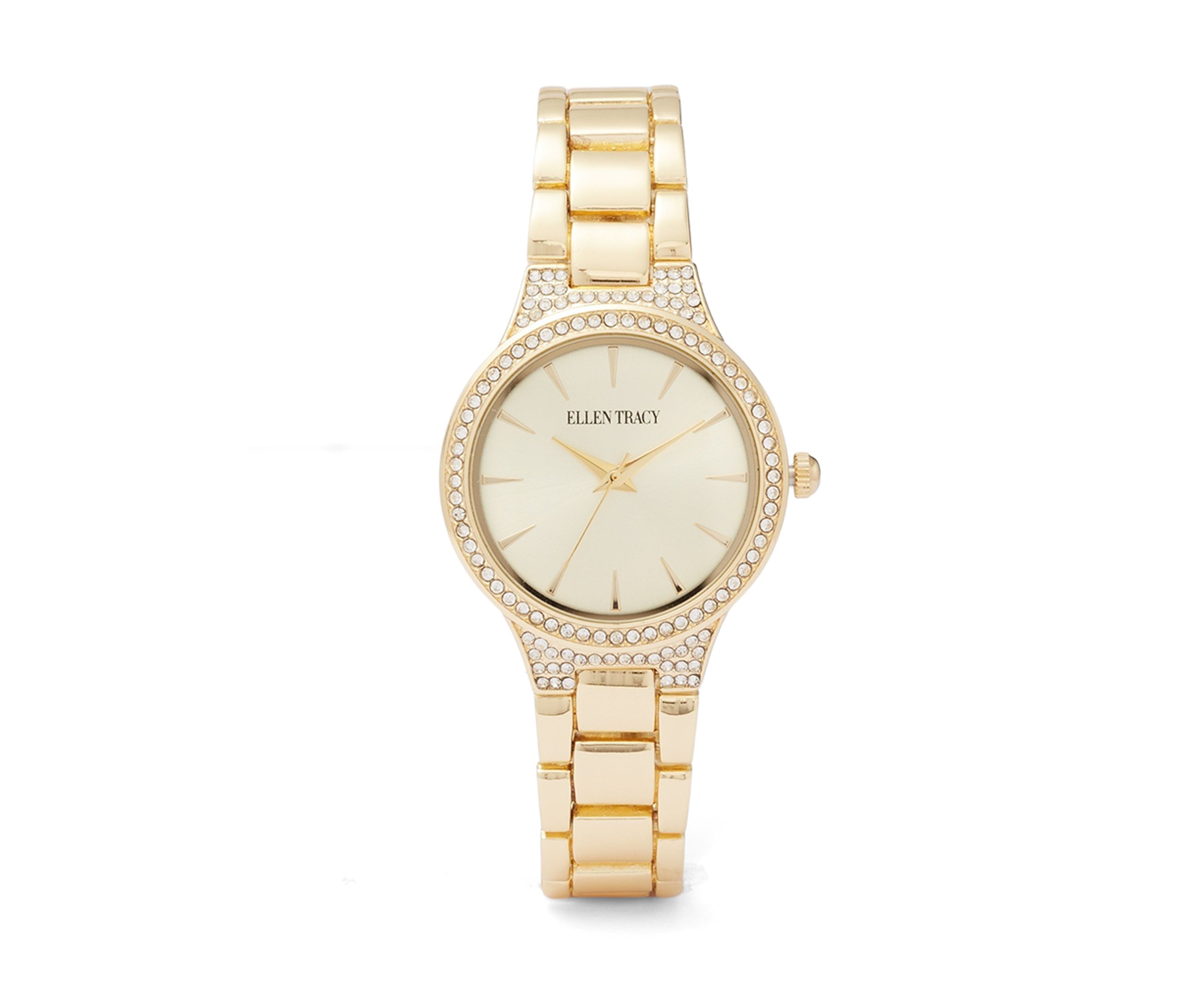 Gold Tone Faceted Bezel Watch