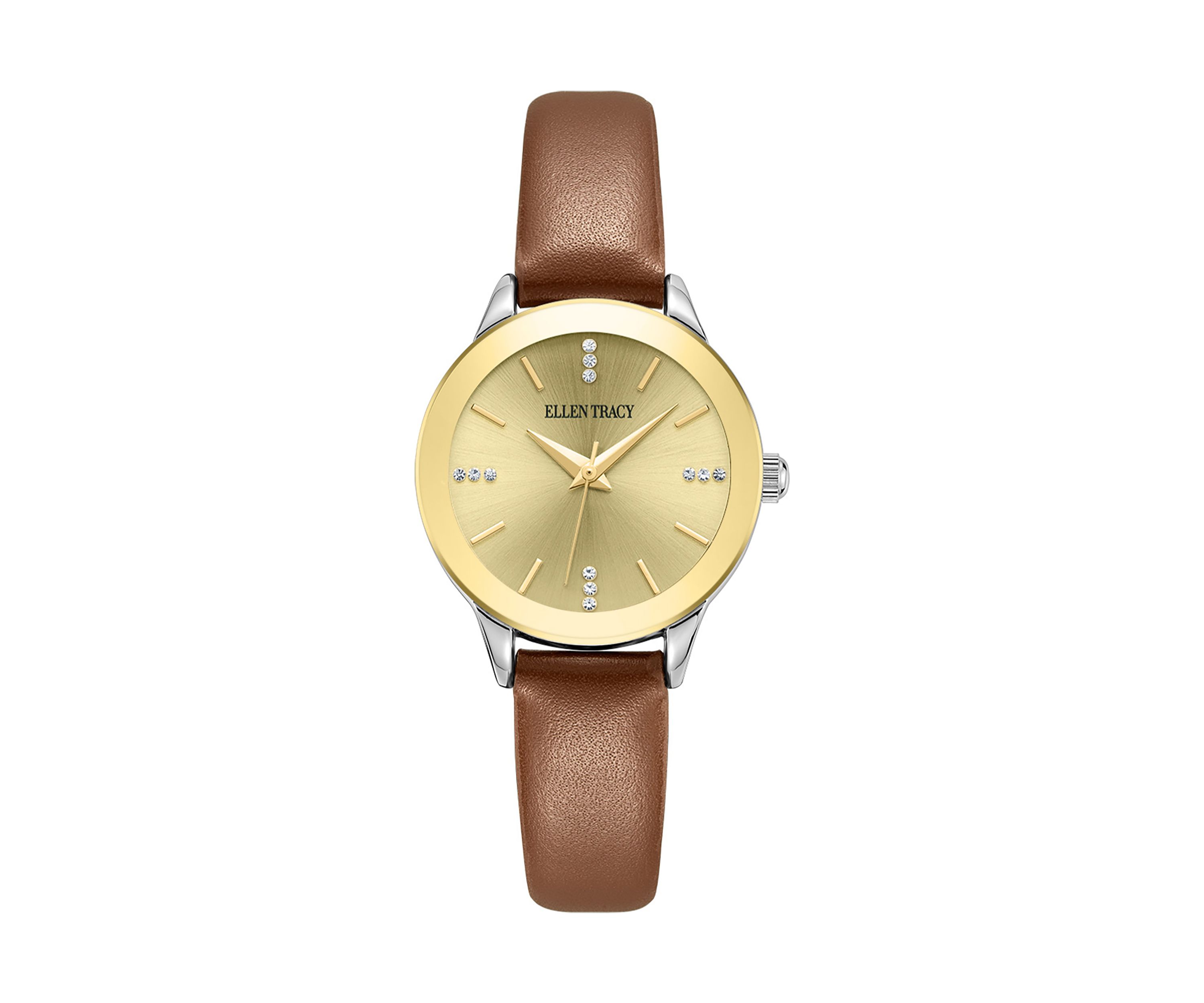 Bezel Face Leather Strap Watch