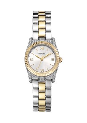 Ellen Tracy Women's PavÃ© Two-Tone Analog Watch