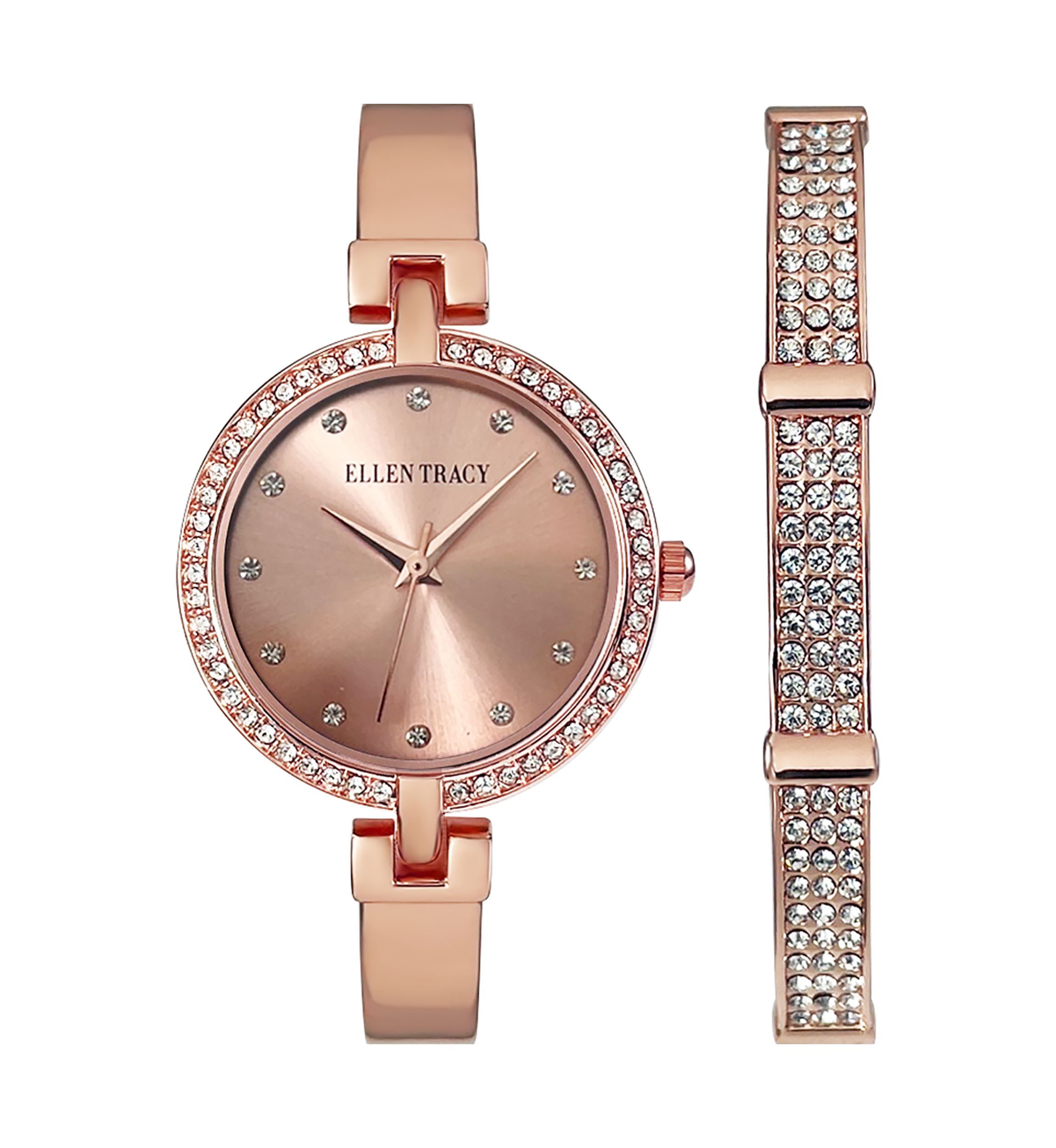 Ellen Tracy Women\'s Watch Rose Gold Tone with Crystal Accents Ellen Tracy Quartz Rose Gold / Silver with Crystal Ladies  main image 4