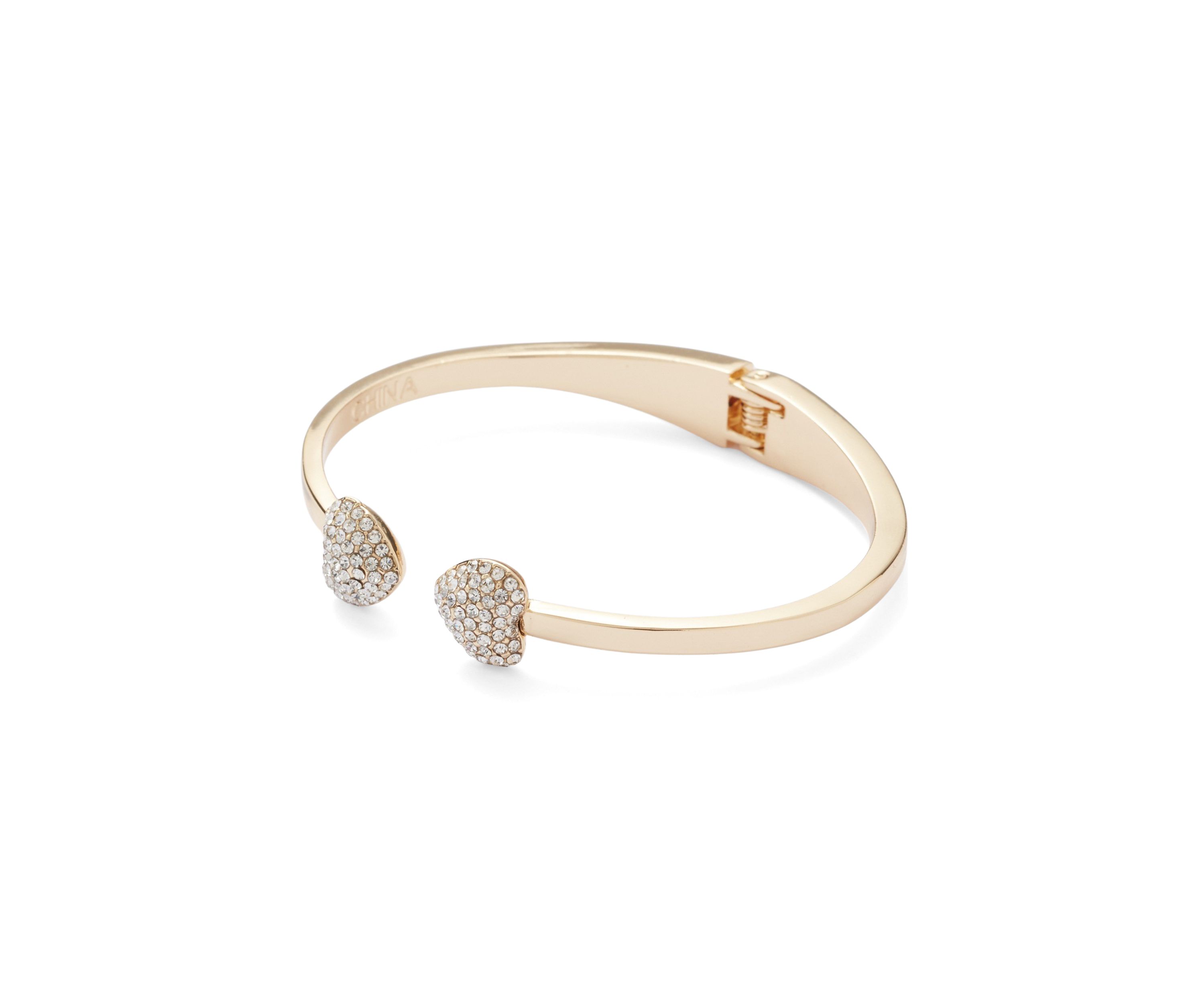 Gold Tone Watch and Heart Cuff Bracelet Set