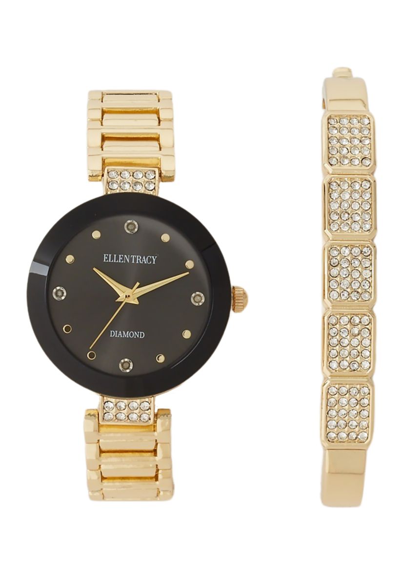 	  Genuine Diamond Dial Watch with Crystal Band 