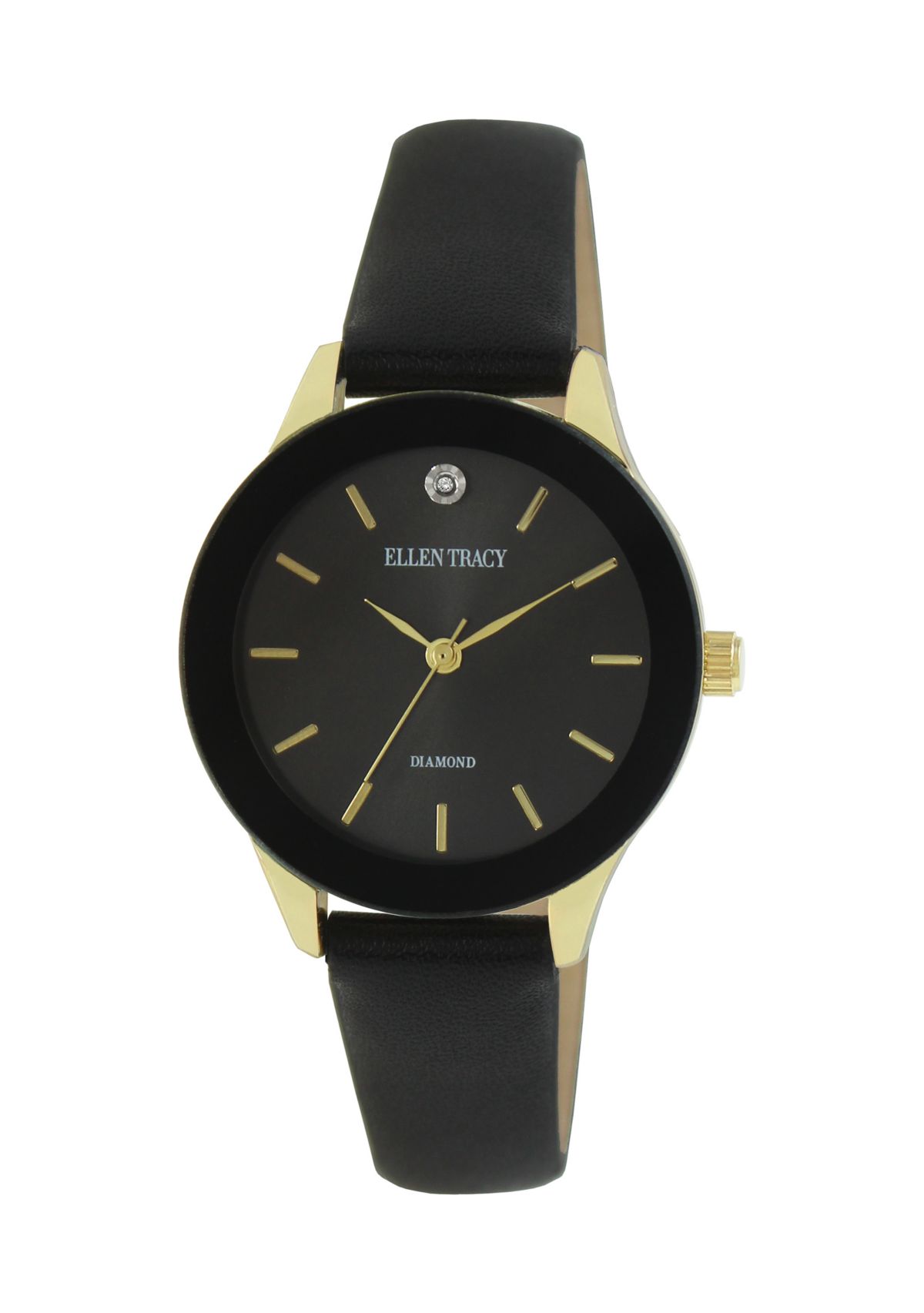 Gold Tone Genuine Diamond Strap Watch