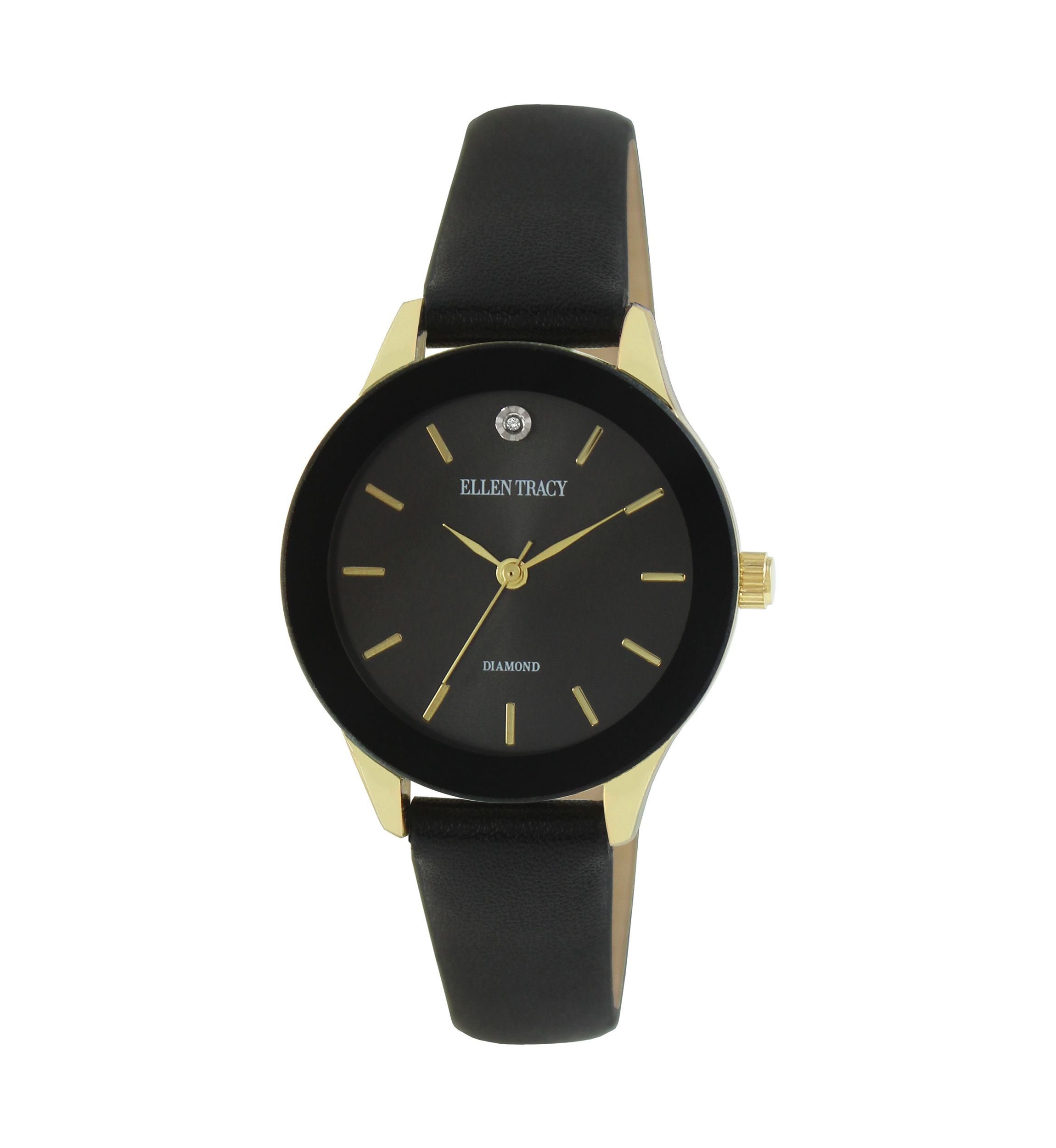 Gold Tone Genuine Diamond Strap Watch