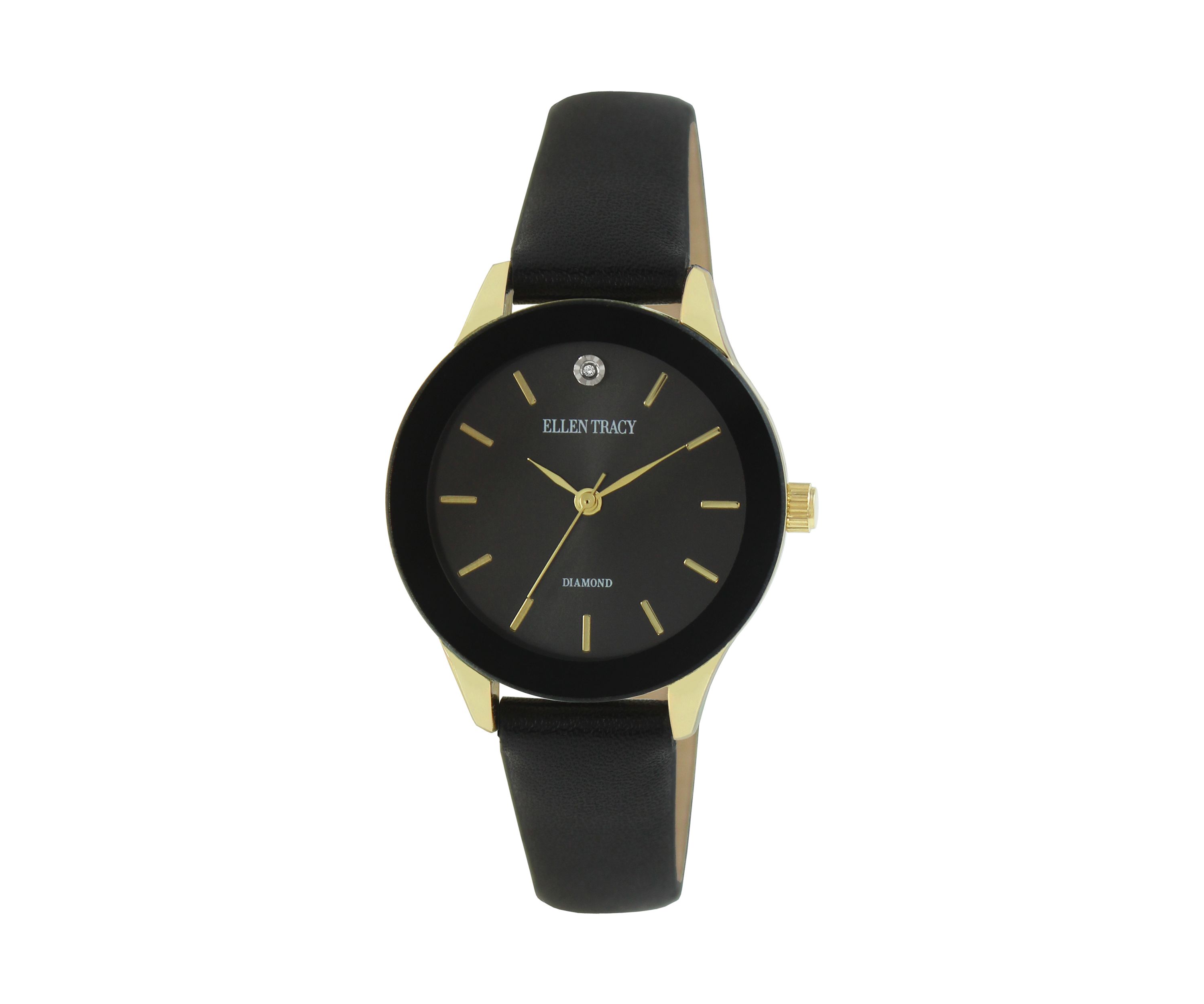 Gold Tone Genuine Diamond Strap Watch