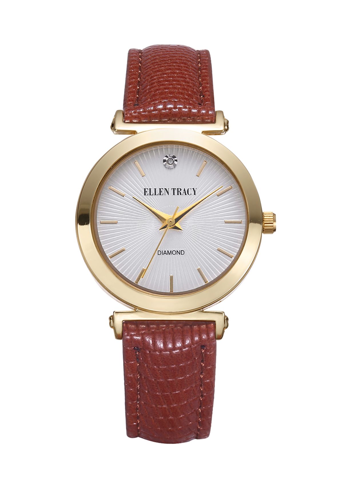 Gold Tone Genuine Diamond Dial Strap Watch