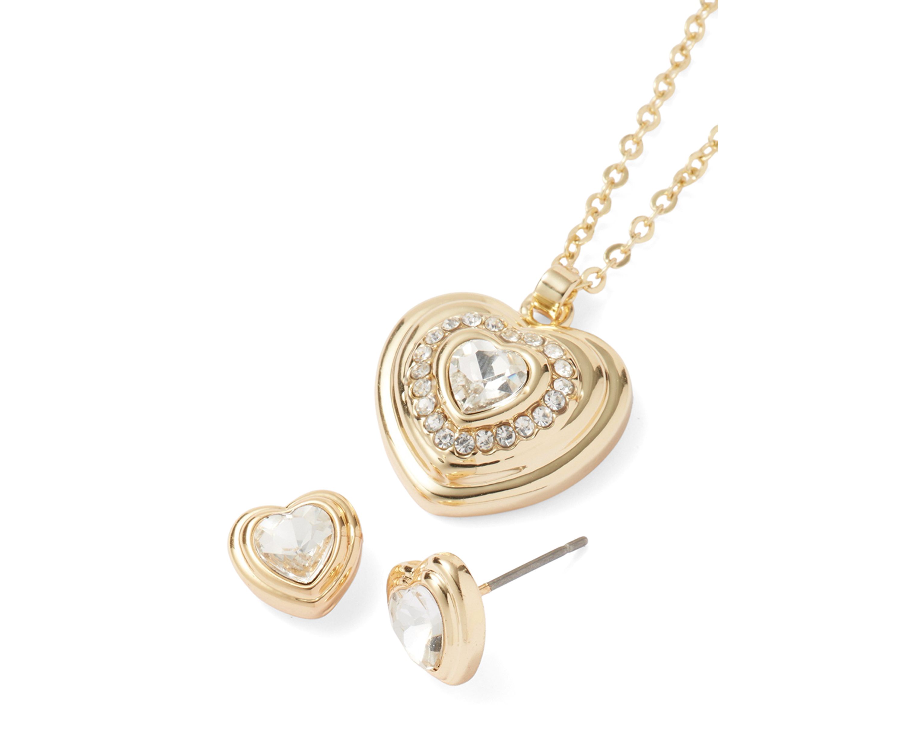 Bangle Watch, Pendant Necklace and Stud Earring Set