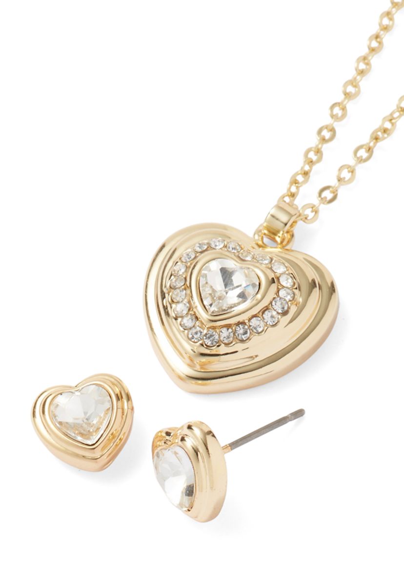 Bangle Watch, Pendant Necklace and Stud Earring Set
