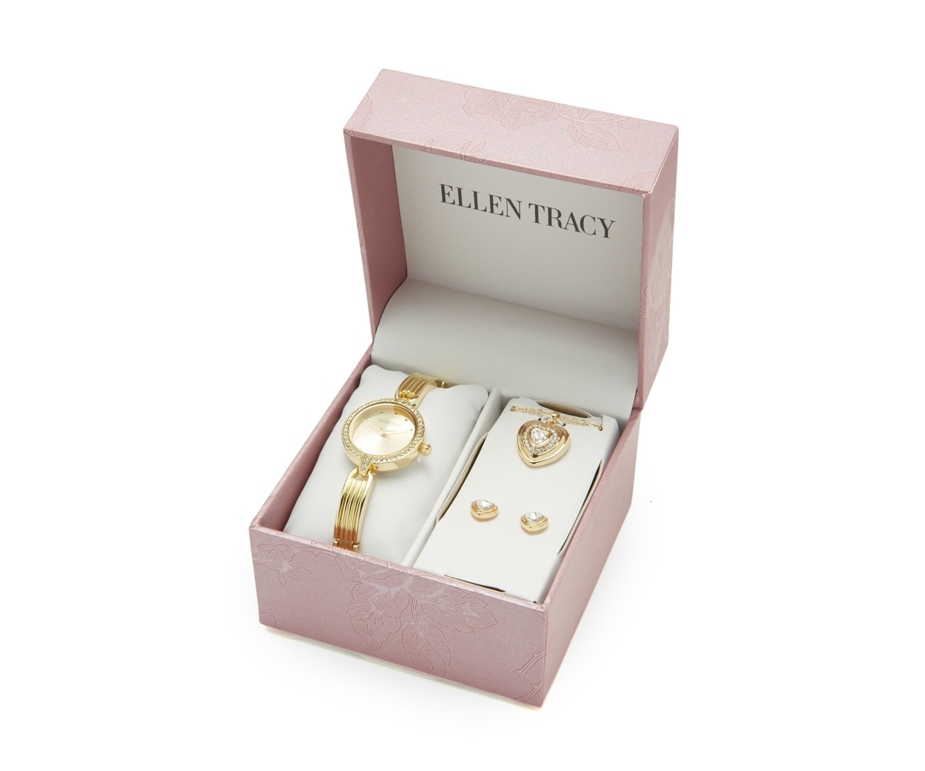 Bangle Watch, Pendant Necklace and Stud Earring Set