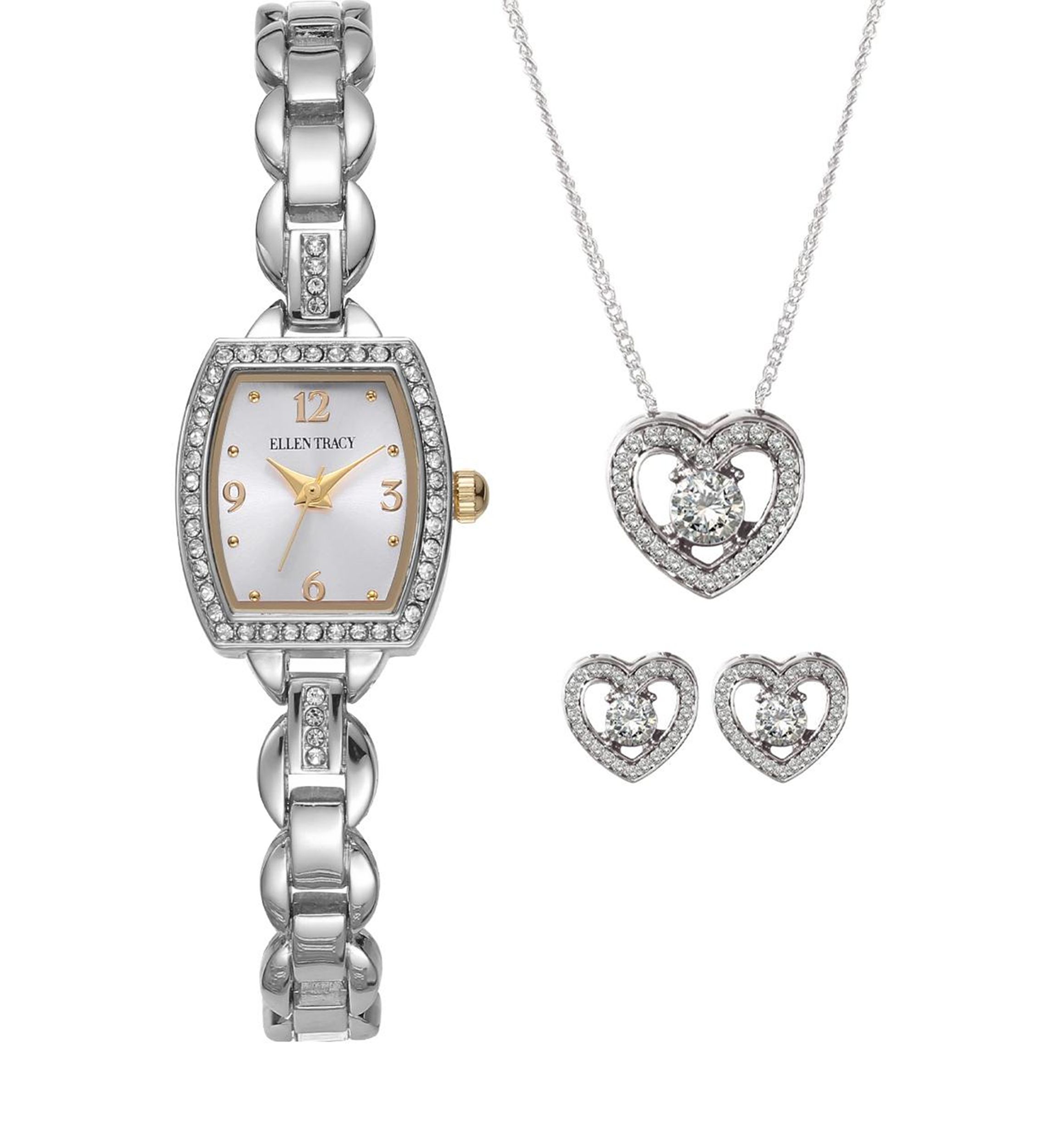 Ellen Tracy Silver Tone Crystal Watch Jewelry Set Belk