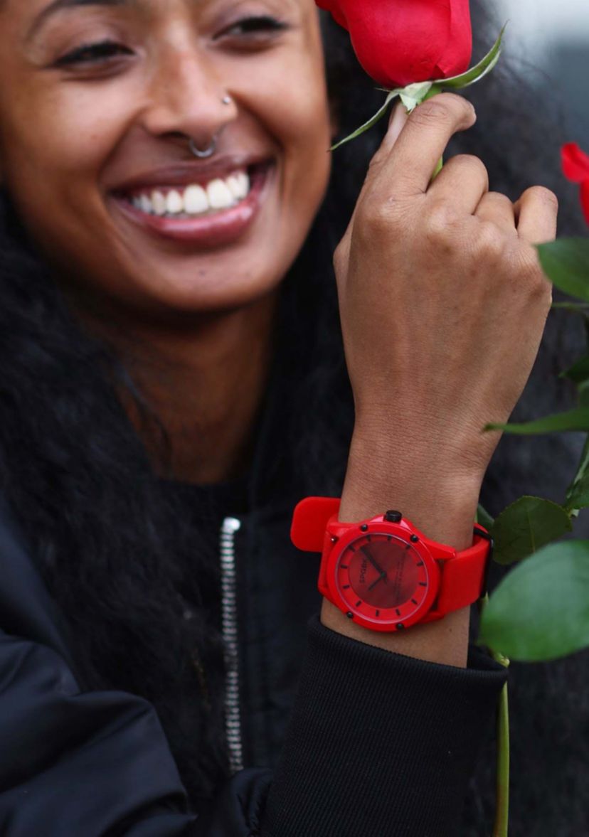Unisex Foxfire Red Silicone Band Watch - 44 Millimeter