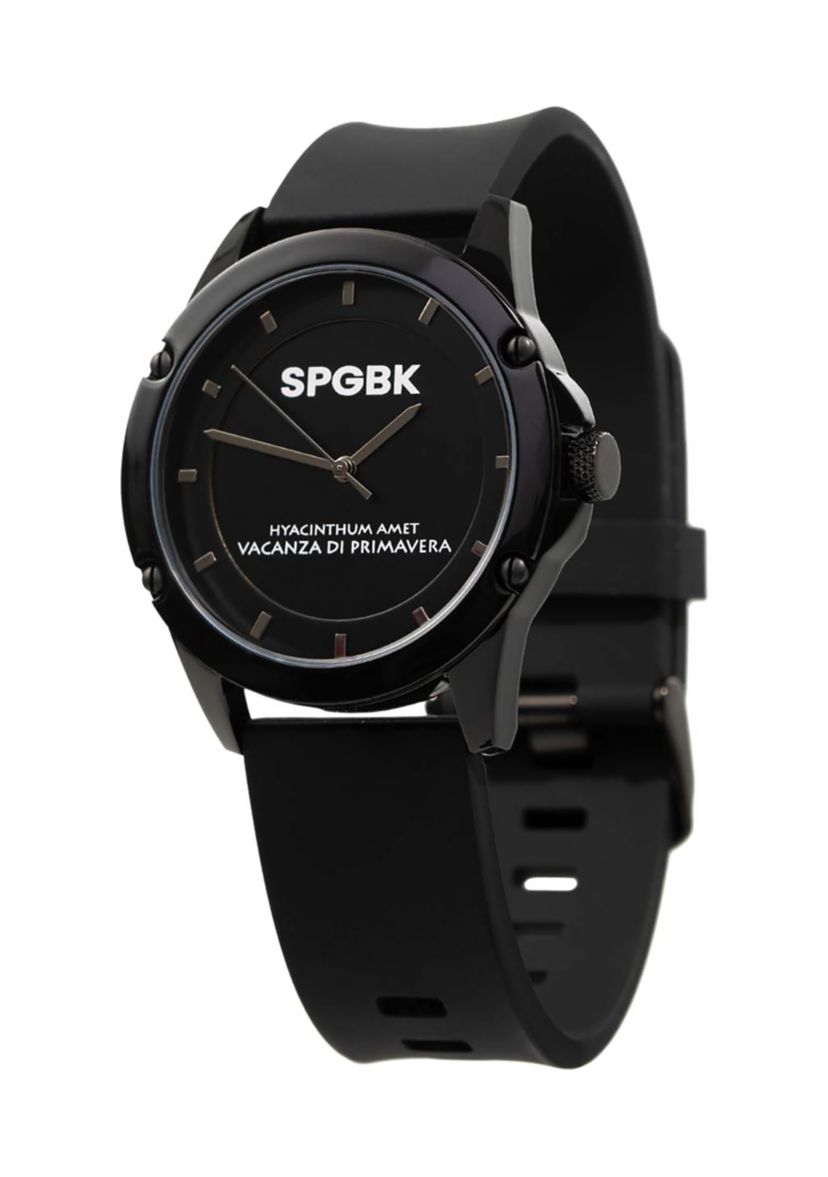 Unisex Bordeaux Black Silicone Band Watch - 44 Millimeter