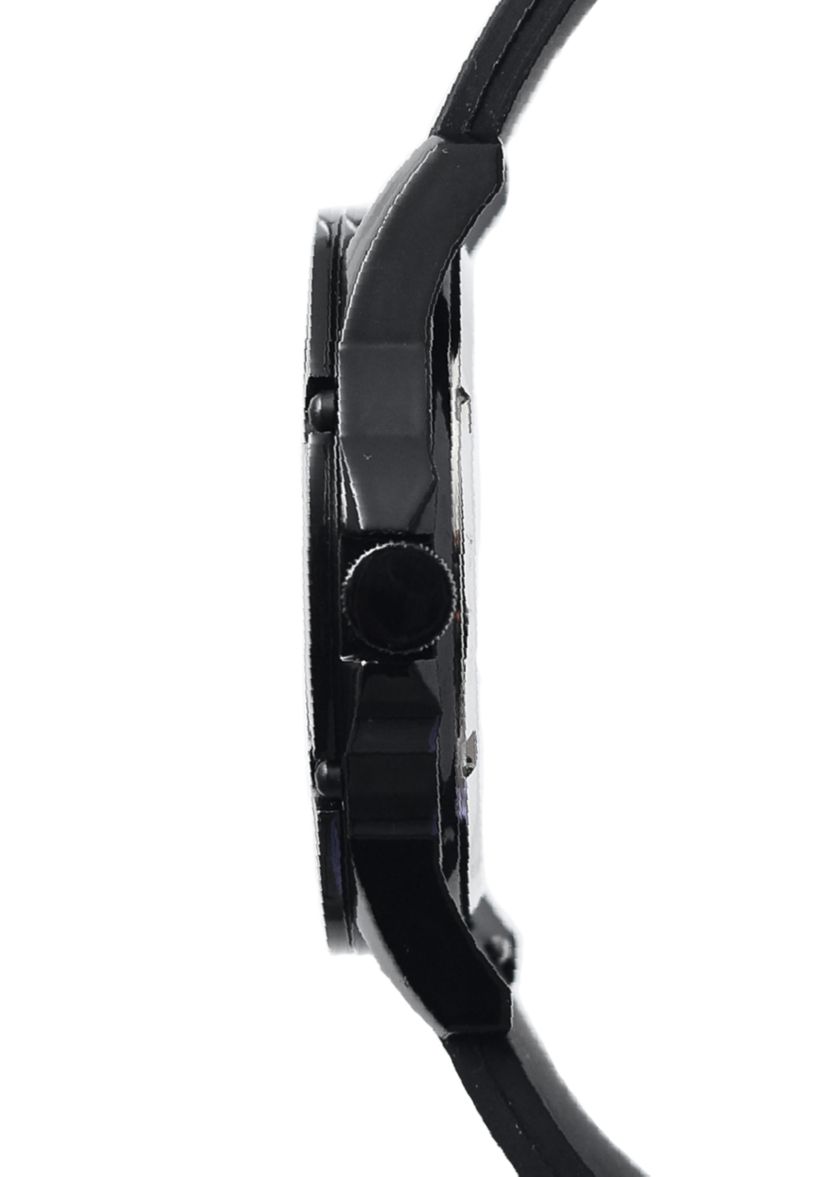 Unisex Bordeaux Black Silicone Band Watch - 44 Millimeter