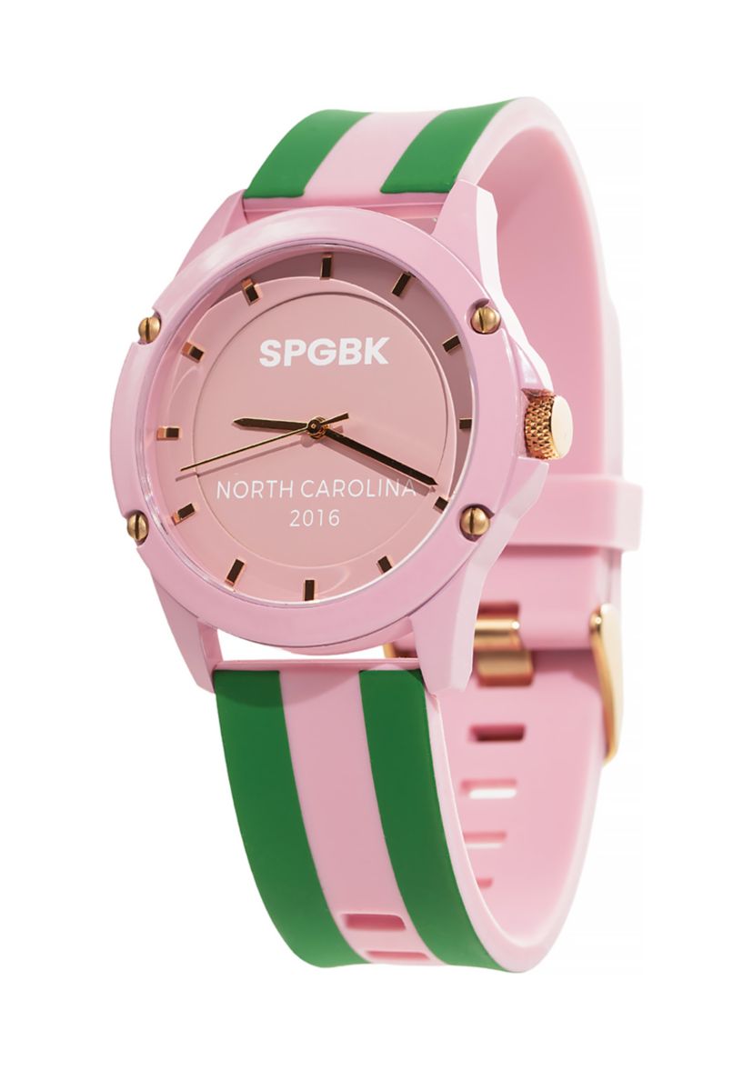 Unisex Quad Pink and Green Silicone Band Watch