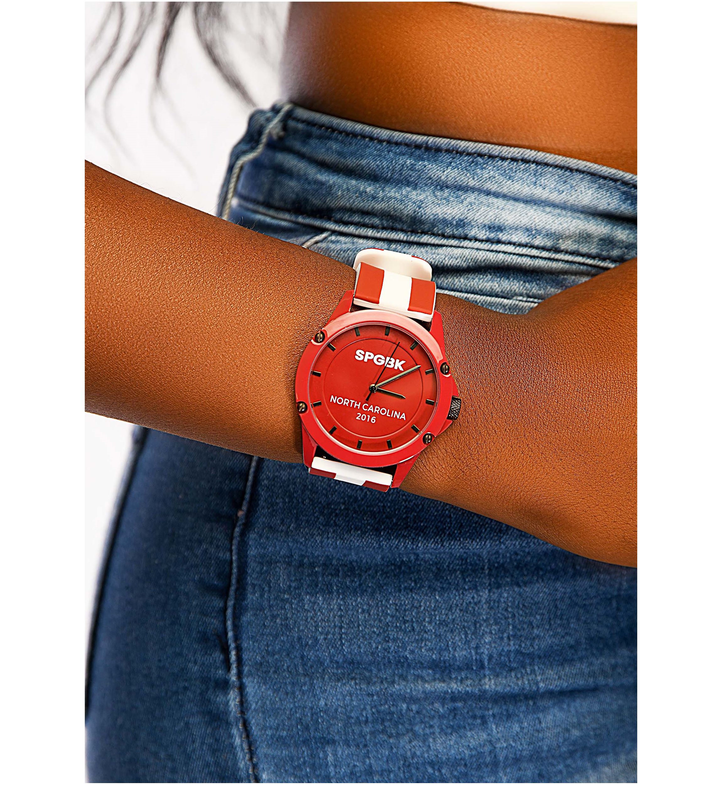 Unisex Union Red and White Silicone Band Watch