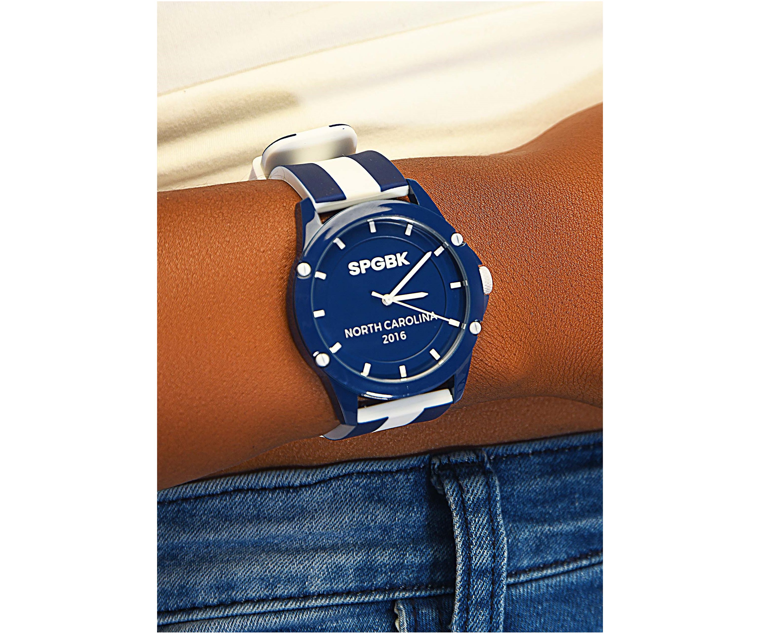 Unisex Hall Blue and White Silicone Band Watch
