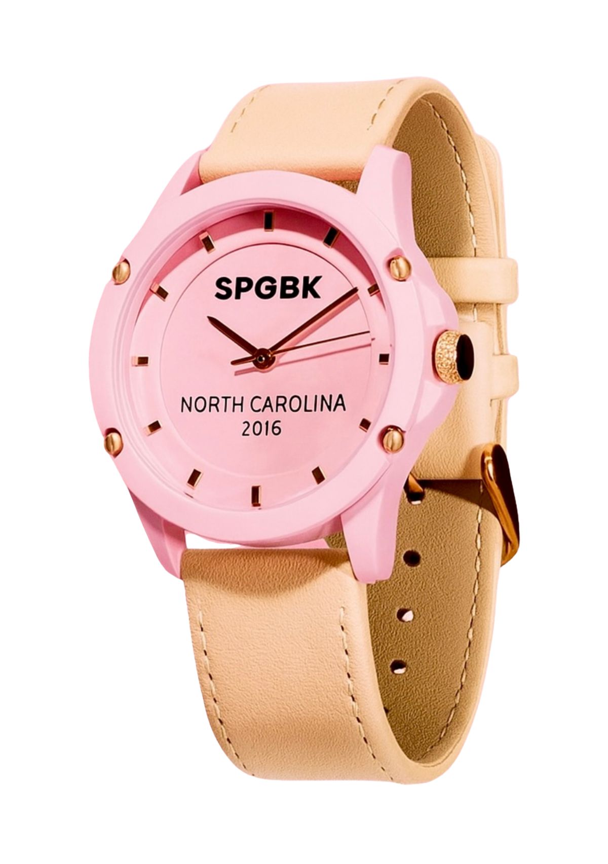 Pink Lemonade Tan Leather Band Watch