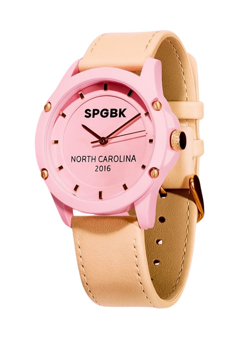 Pink Lemonade Tan Leather Band Watch